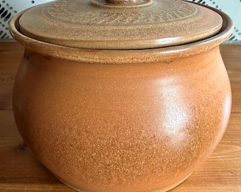 Vintage Earthtone Studio Keramik Gryta med lock Stengodsgryta 2,5 liter