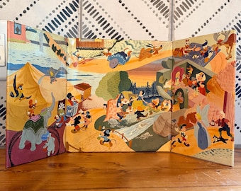 Vintage 1955 Marx Disney Television Playhouse Lithographed Tin Stage Display Backdrop Only