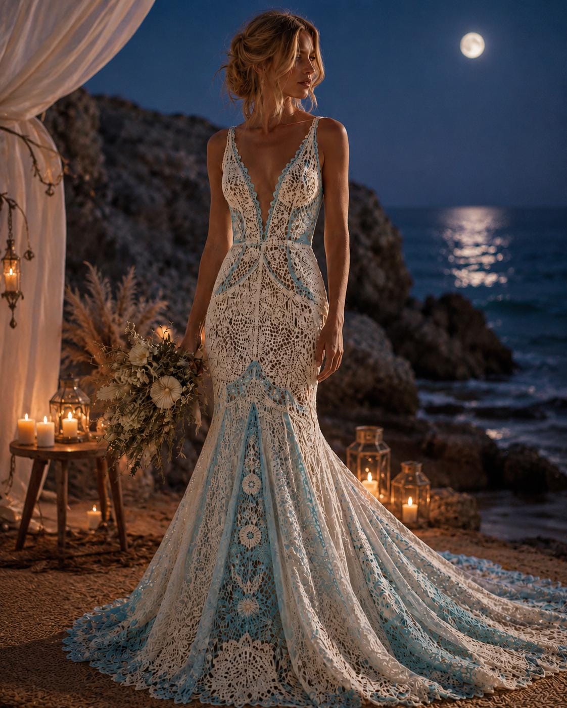 30 Crochet Wedding Dresses for a Handmade Bridal Look 3 Coastal Mermaid Wedding Dress Crochet Pattern
