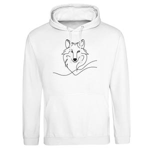 Wolf hoodie, minimalistisch wolfdesign, hoodie met dierenmotief, cadeau voor natuurliefhebbers, premium unisex hoodie