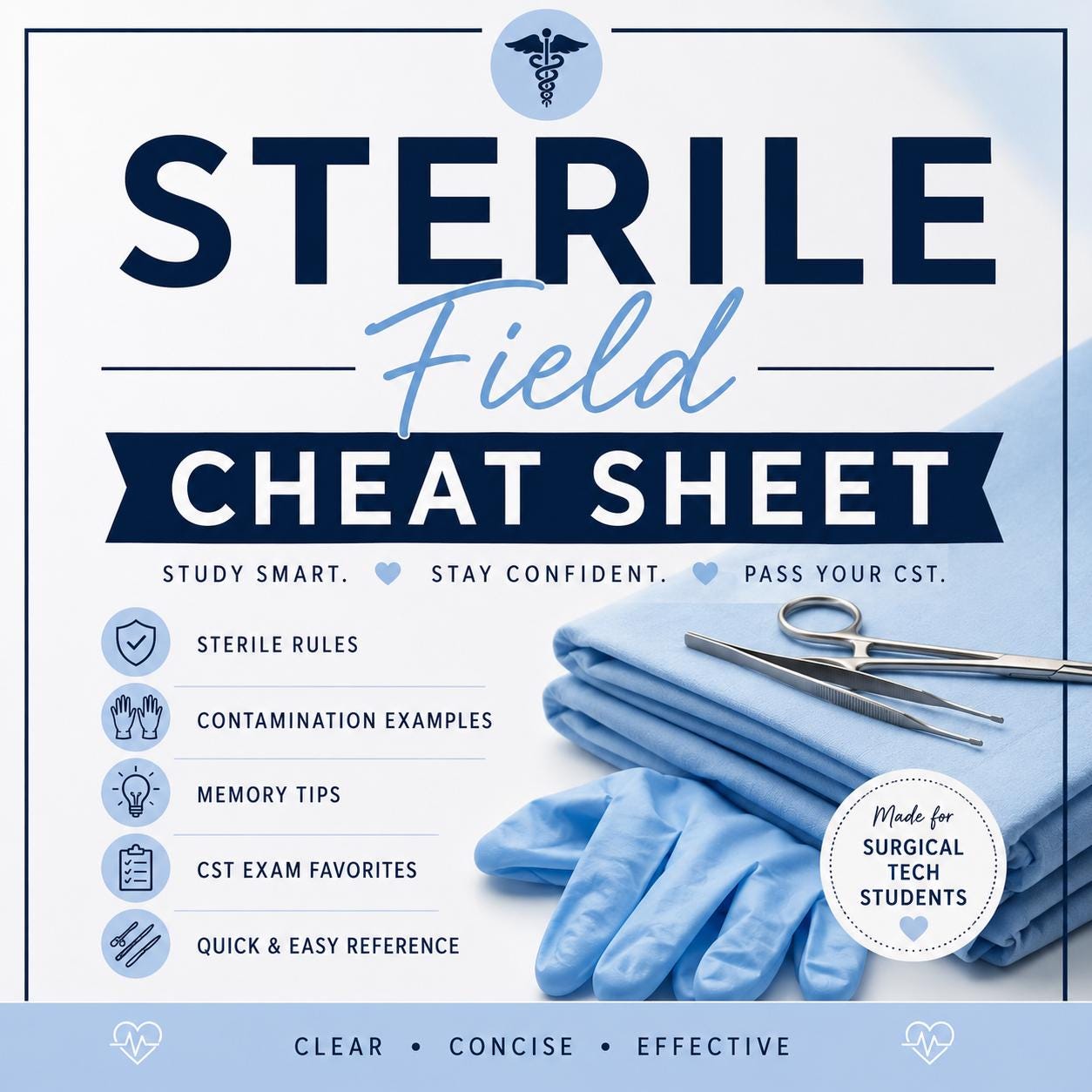 Sterile Field Cheat Sheet | CST Study Guide, Surgical Tech Notes (PDF ...