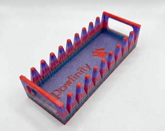 3D Printed Pet Grooming Comb Holder | Gradient Dog Tool Rack, Paw Print Design