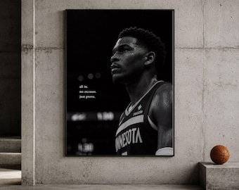 Poster Basquete Inspirador, Arte de Parede Sem Desculpas, Poster Atleta Preto e Branco, Decoracao Academia em Casa