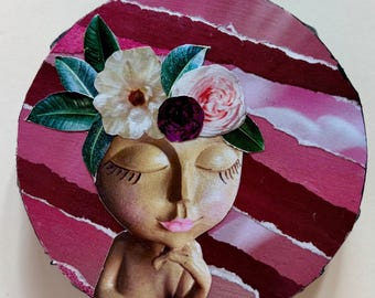 Mini Pink Floral Collage - Sister Series - Rose I - 4x4
