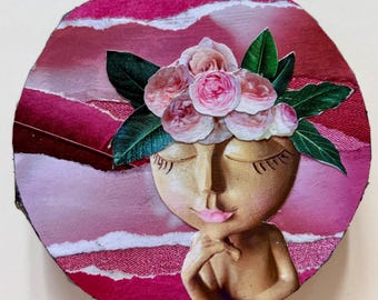 Mini Pink Floral Collage - Sister Series - Rose II - 4x4