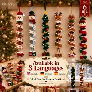 6+ Christmas Amigurumi Crochet Pattern, Spiral Ornament Patterns, Amigurumi Ornament | Winter Holiday Decor | German, Spanish & English