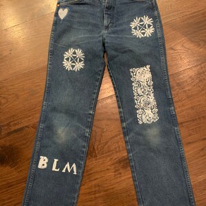 70s high waist wrangler jeans painted on BLM Small image 5