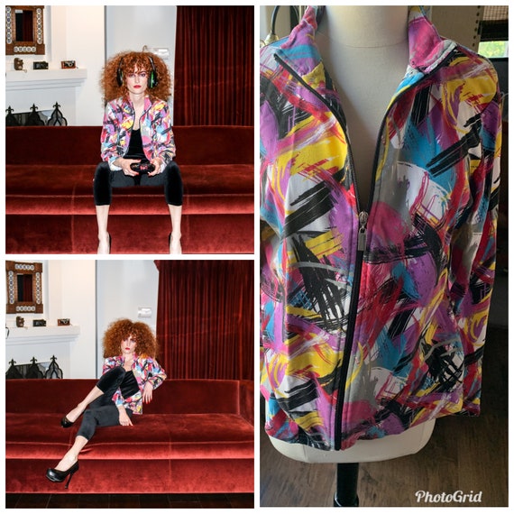 Vintage 80s Graphic Streetwear Zip up Jacket Track Suit Jacket XS