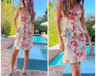 Tropical Vintage Sun Dress mini pockets charming xs s