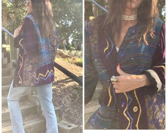 80s Cottage core jacket sweater tapestry patchwork