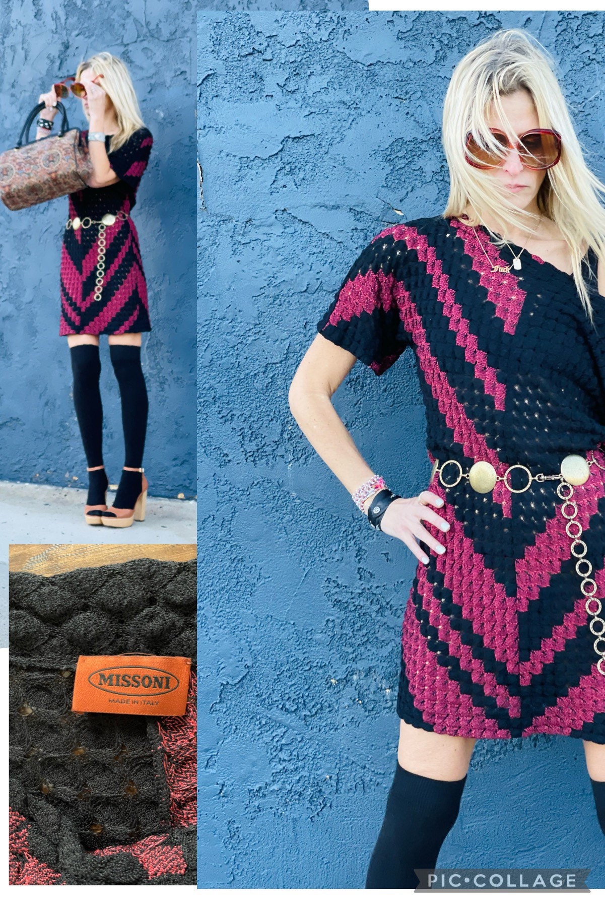 Vintage Missoni Made in Italy Minj Dress Graphic Chic Italian Girl 