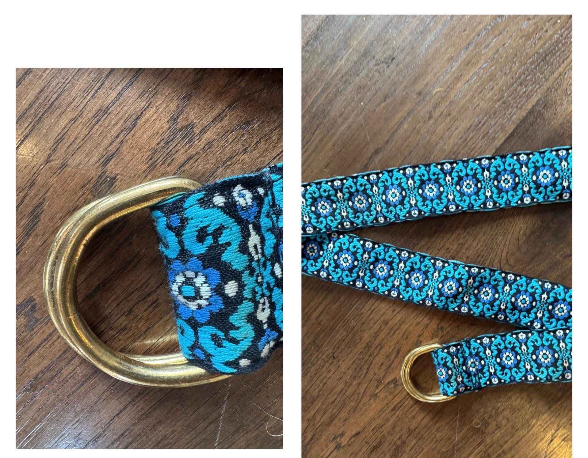 Cottage Core 70s Wide Floral Boho Belt With Brass Buckle S M  display picture 2