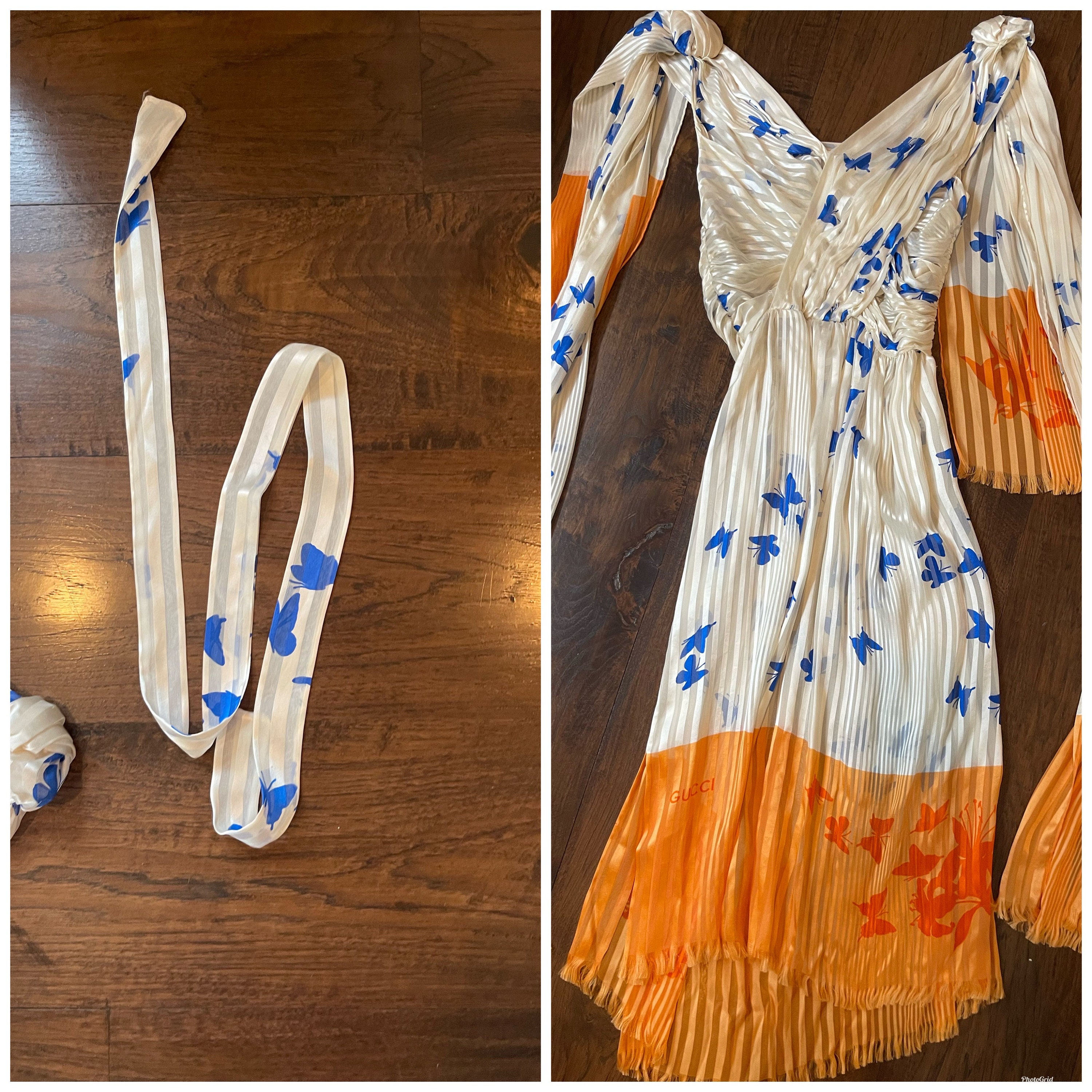 GUCCI SILK DRESS Flowy Butterfly Print Angelic Cocktail