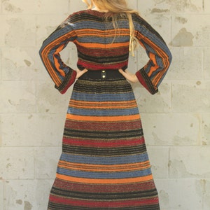 Vintage 70s Italian Knit Maxi Dress Balmain Dolman Sleeves XS S M image 4