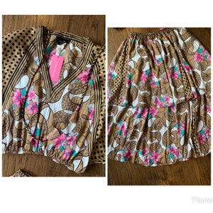 Diane Fres upcycled 2 piece 80s set skirt & blouse S m image 6