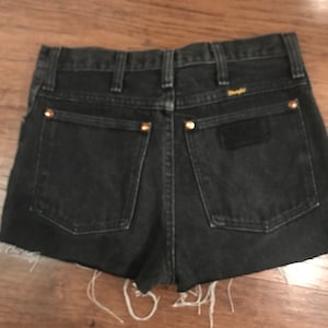 Vintage 70s High Waist Wrangler Jean Shorts Denim Cut offs Black Denim XS-S image 5