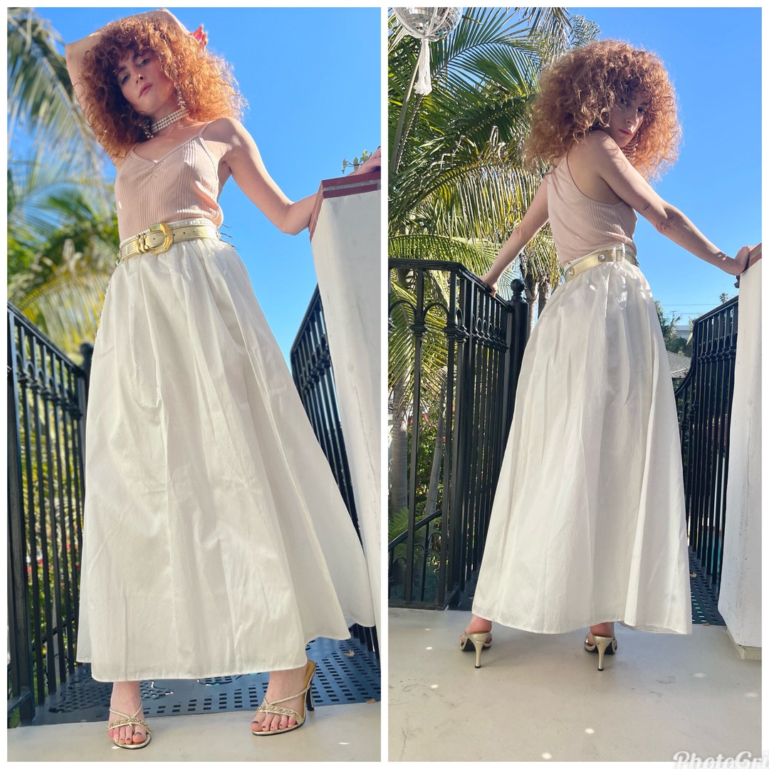 70s 80s Gunne Sax Jessica Mcclintock Dead Stock Maxi Skirt White