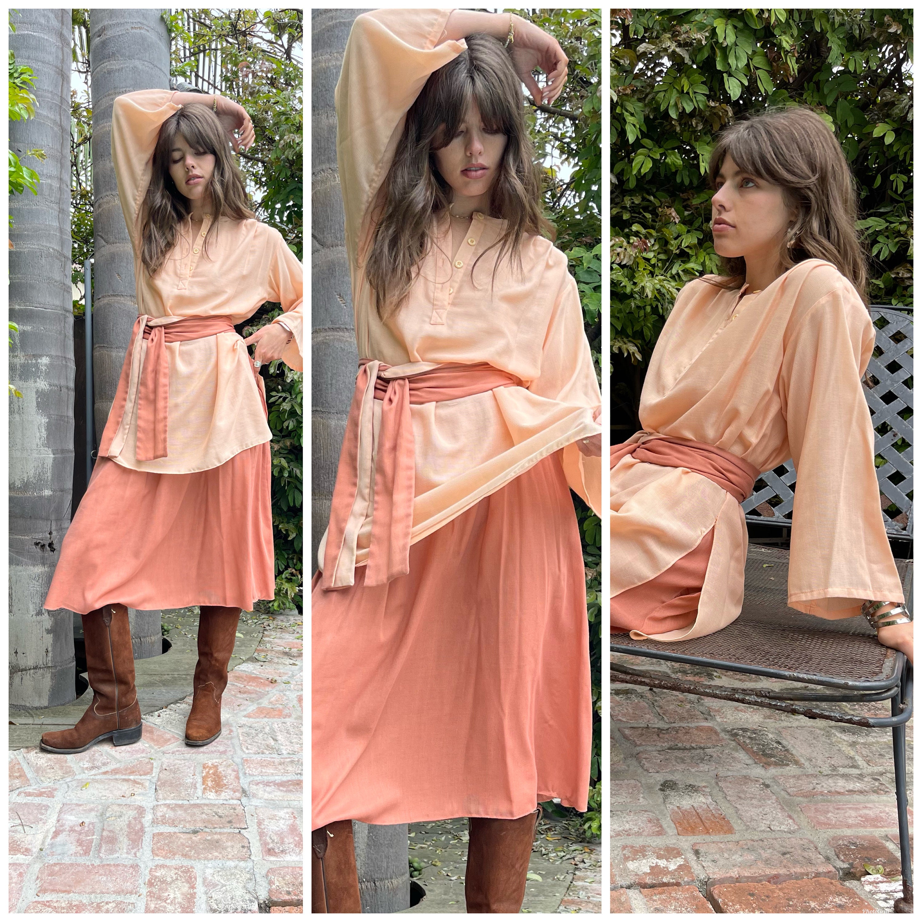 70s Gauzy 2 Piece Boho Set Sash Belt Neutals Chic M L - Etsy 70s Gauzy 2 Piece Boho Set Sash Belt Neutals Chic M L - Etsy