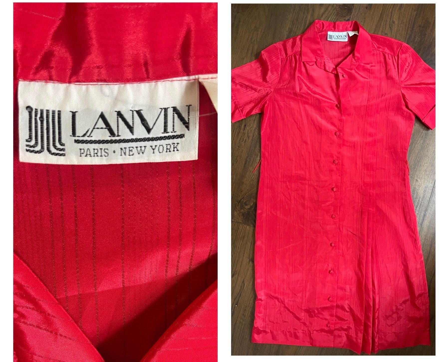 70s 80s Designer LANVIN Paris New York Berry Hue Dress Chic