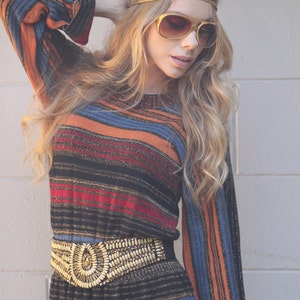 Vintage 70s Italian Knit Maxi Dress Balmain Dolman Sleeves XS S M image 2
