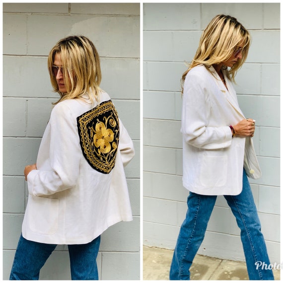 80s oversize Blazer Jacket patchwork - image 1