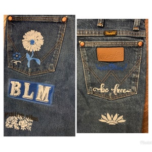 70s high waist wrangler jeans painted on BLM Small image 6