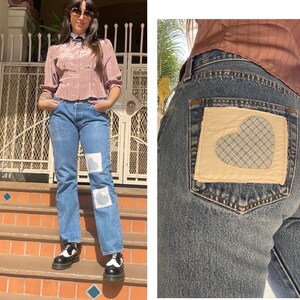 Cottage Core Upcycled Patchwork Levis Jeans Patch Denim Unisex S M