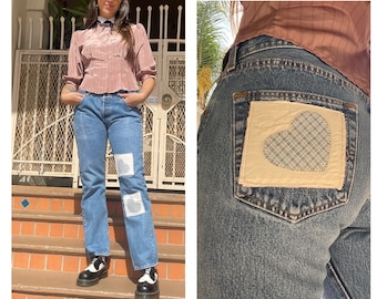 Cottage Core Upcycled Patchwork Levis Jeans Parche Denim Unisex S M