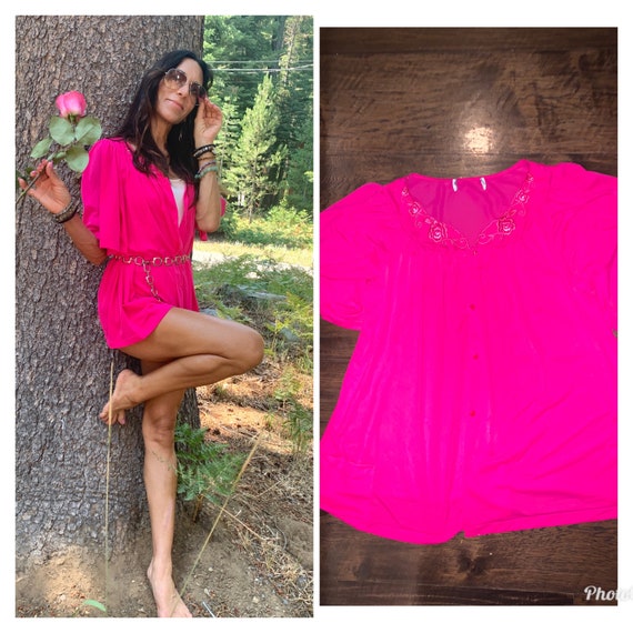 Hot Pink Fuchsia slinky Top Mini dress S