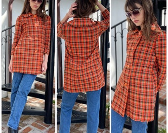 60s 70s Vibrant Plaid Charming Coat Blazer Mad Men Overcoat S M