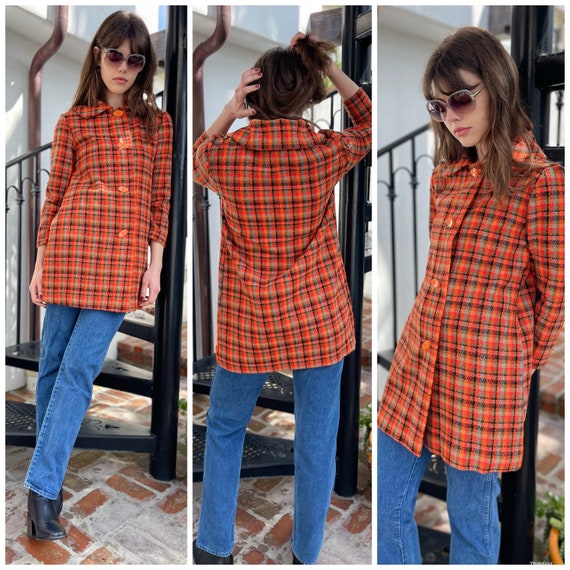 60s 70s Vibrant Plaid Charming Coat Blazer Mad Men