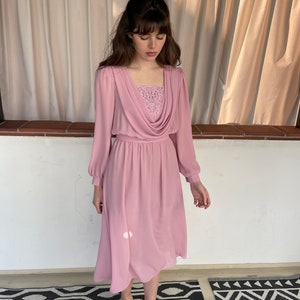 Dainty 80s Pink Secretary Dress with embellishments sweet girlcore S M image 4