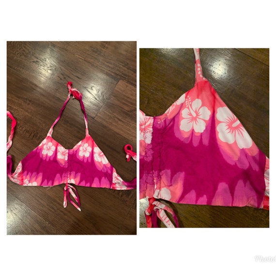 79s Pink Floral Halter Crop Top vibrant XS S - image 6