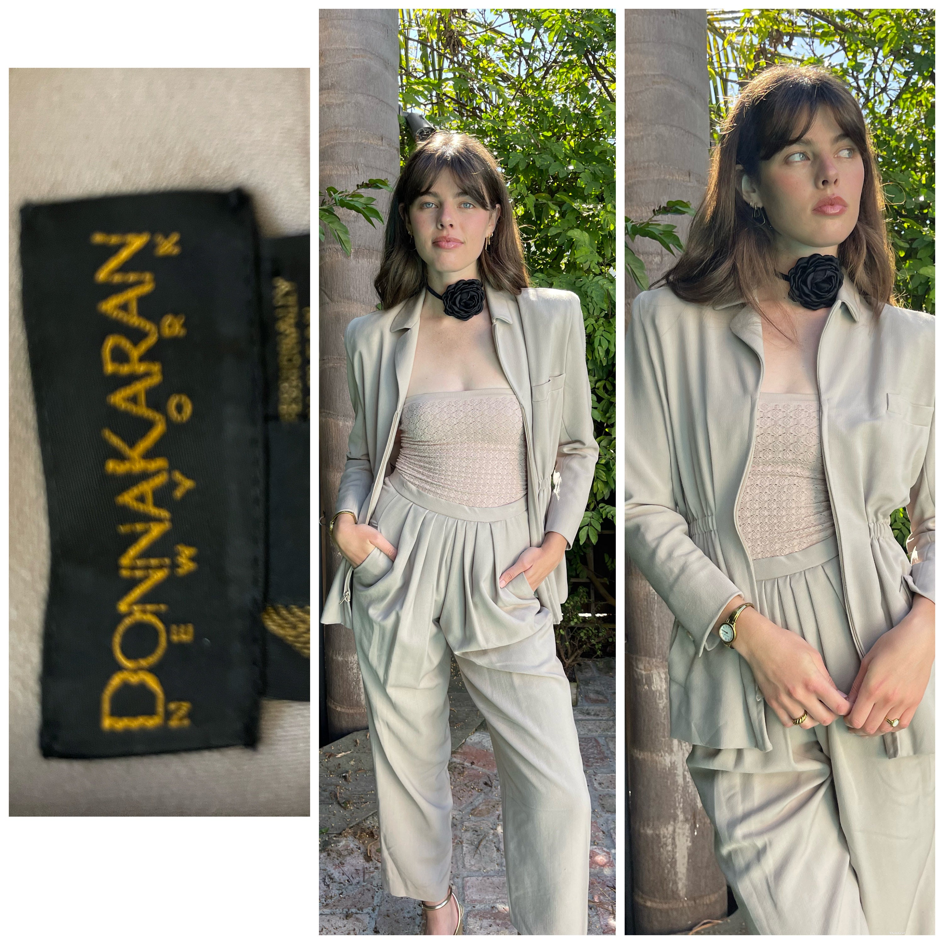80s Donna Karan NY Union Tag Structured Blazer Jacket Zip up