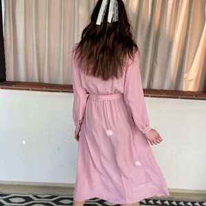 Dainty 80s Pink Secretary Dress with embellishments sweet girlcore S M image 9