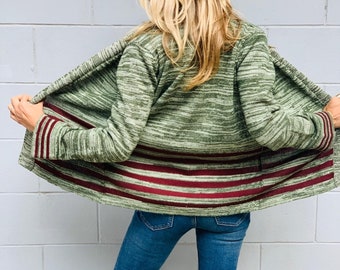 70s hippie boho graphic Cardigan Sweater cozy S M