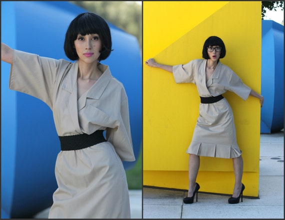 Vintage 70s Givenchy Military Safari Shirt dress … - image 1