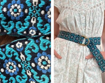 Belt Ione Vintage 80s Paisley Antique Brass Buckle  display picture 1
