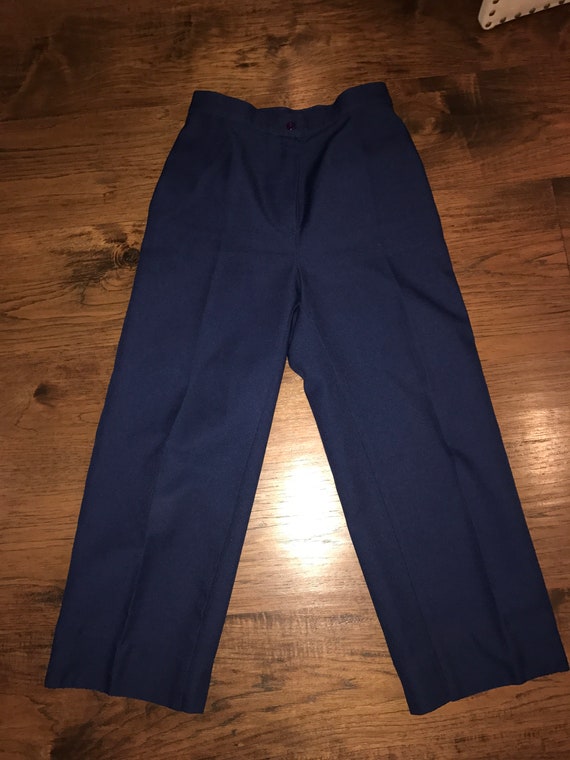 Vintage 80s navy High Waist Trousers Pants Culott… - image 3