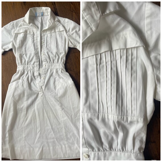 70s 80s White Crisp Feminine Dainty Tennis Dress … - image 9