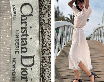 CHRISTIAN DIOR Lace Soft Flowy Ballet Pink Slip Dress Dainty Details S M