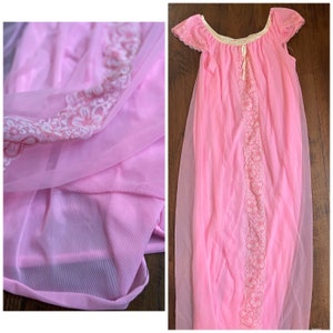 60s 70s Barbie core Pink Slip dress Dainty Sweet Floral designer layers S M image 8