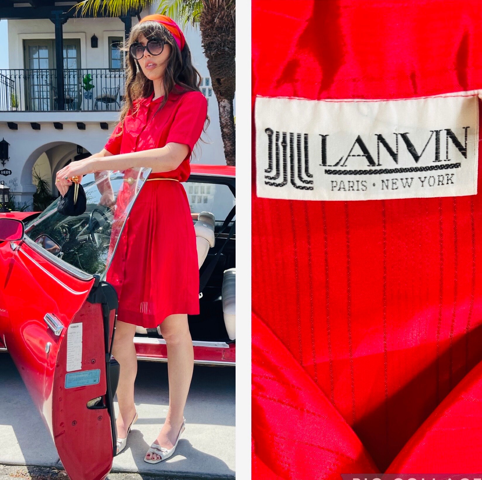 高品質 70s 80s Designer LANVIN Paris New York Berry Hue Dress Chic スカート