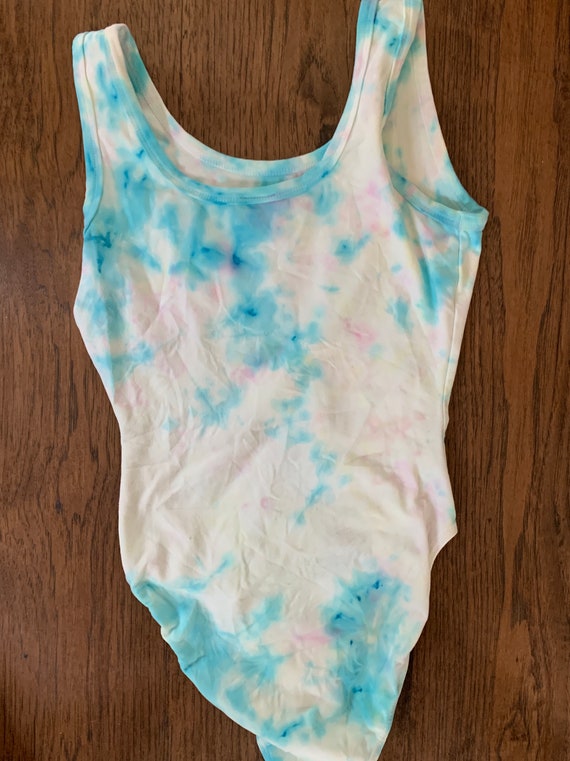 Vintage 90s soft bodysuit upcycled Tie Dyed .Tie … - image 2