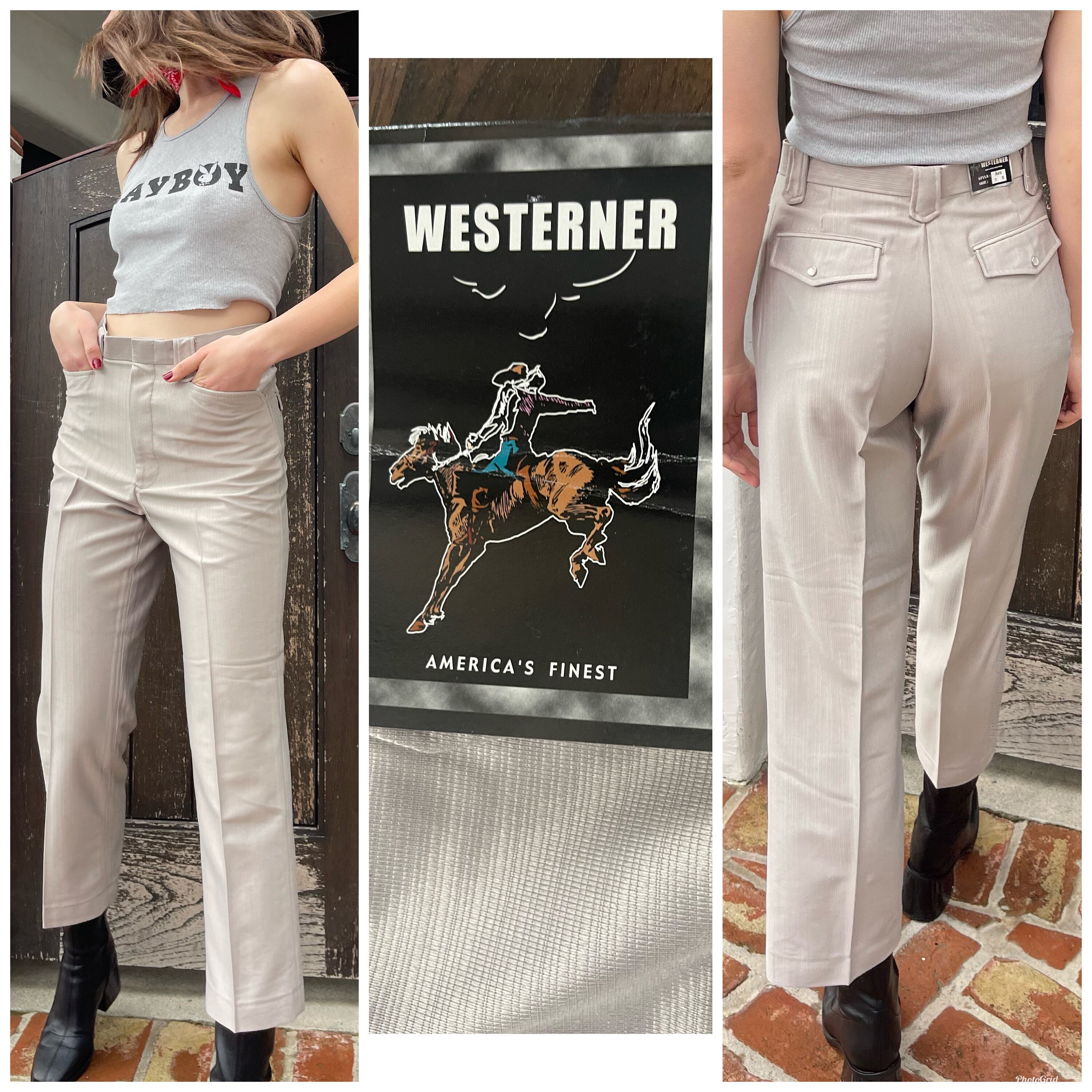70s Deadstock Unisex Western Snaps High Waist Pants Trousers - Etsy