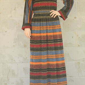 Vintage 70s Italian Knit Maxi Dress Balmain Dolman Sleeves XS S M image 3