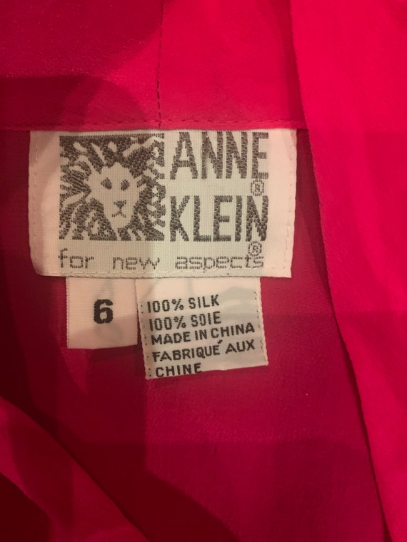 Hot pink 90s silk Blouse Anne Klein S M - image 4