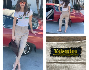 Valentino 1990s Cream Stripe Trousers - Etsy