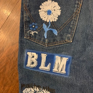 70s high waist wrangler jeans painted on BLM Small image 4