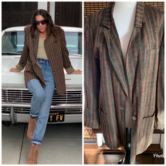 70s unisex oversize blazer jacket S M stripes